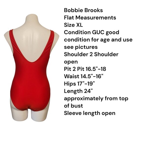 Beach Please Bobbie Brooks Red Swimming Suit Size XL Red White - Picture 2 of 6